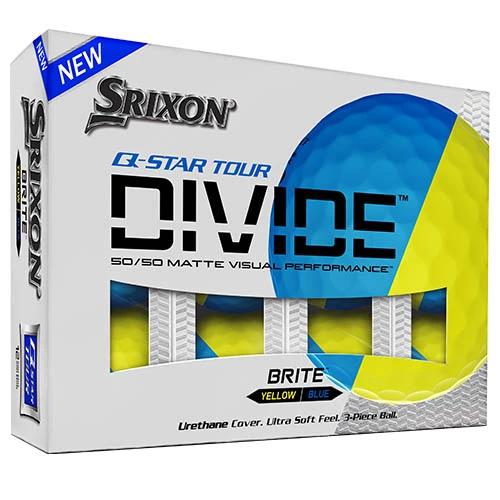 Srixon Ball Q Star Divide Golf Tour Yellow/Blue 3 Srixon Ball Q Star Divide Golf Tour Yellow/Blue