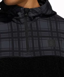 Adida Plaid Sweater Adicross Sherpa 1/4 Zip -Golf Sales Store adidas adicross sherpa plaid 1 4 zip sweater black 03 69644.1632770692