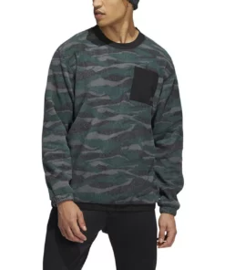 ADIDAS Texture Print Crewneck -Golf Sales Store adidas texture print crewneck black shadow green 01 83282.1673905365