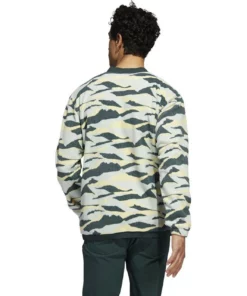 ADIDAS Texture Print Crewneck -Golf Sales Store adidas texture print crewneck linen green almost yellow 02 98352.1673902566