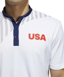 ADIDAS USA Olympics Friday Polo -Golf Sales Store adidas usa olympics friday polo white grey two dark blue 03 67774.1659042797