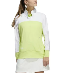 ADIDAS Women's Colorblock Quarter Snap Jacket -Golf Sales Store adidas womens colorblock quarter snap jacket pulse lime 01 50851.1676589827