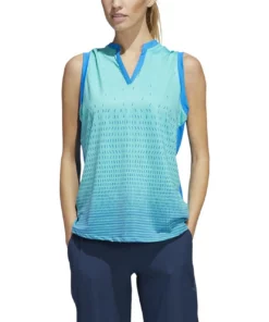 Adida Women' Polo Gradient Sleeveles -Golf Sales Store adidas womens gradient sleeveless polo blue rush 01 44395.1647972220