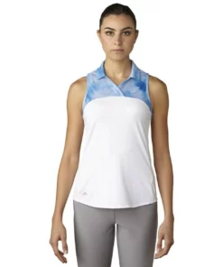 Adida Women' Polo Mesh Printed Sport Sleeveles -Golf Sales Store adidas womens printed sport mesh sleeveless polo white 01 25515.1633461092