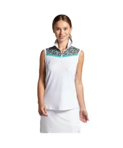 Women' Polo Sublimated Trim Melanie Sleeveles Bermuda Sand