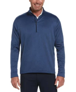 Callaway Waffle Knit Fleece Midweight 1/4 Zip -Golf Sales Store callaway midweight waffle knit fleece 1 4 zip dark moody blue heather 01 29115.1659042872