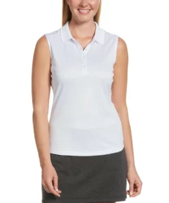 Callaway Women's Solid Knit Sleeveless Polo