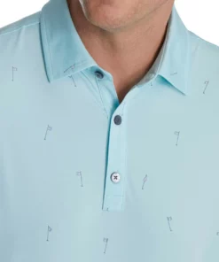 Footjoy Polo Lisle 18 Hole Print Self Collar -Golf Sales Store footjoy 18 holes print lisle self collar polo azure 03 43294.1673902495