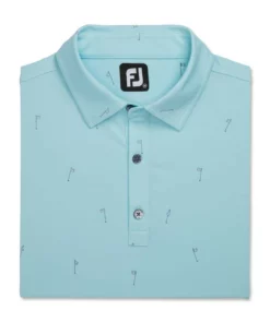 Footjoy Polo Lisle 18 Hole Print Self Collar -Golf Sales Store footjoy 18 holes print lisle self collar polo azure 04 27159.1673903795