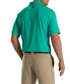 Footjoy Polo Lisle 18 Hole Print Self Collar -Golf Sales Store footjoy 18 holes print lisle self collar polo sea green 02 41491.1673903459