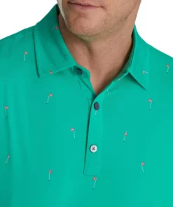 Footjoy Polo Lisle 18 Hole Print Self Collar -Golf Sales Store footjoy 18 holes print lisle self collar polo sea green 03 42064.1673902606