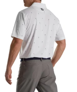 Footjoy Polo Lisle 18 Hole Print Self Collar -Golf Sales Store footjoy 18 holes print lisle self collar polo white 02 59574.1673899484