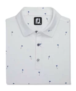Footjoy Polo Lisle 18 Hole Print Self Collar -Golf Sales Store footjoy 18 holes print lisle self collar polo white 04 55668.1673903059