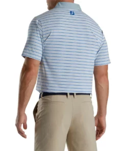 Footjoy Polo Lisle Accented Stripe Self Collar -Golf Sales Store footjoy accented stripe lisle self collar polo dove grey white royal 02 18368.1673900670
