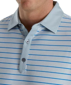 Footjoy Polo Lisle Accented Stripe Self Collar -Golf Sales Store footjoy accented stripe lisle self collar polo dove grey white royal 03 96343.1673904916