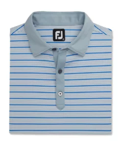 Footjoy Polo Lisle Accented Stripe Self Collar -Golf Sales Store footjoy accented stripe lisle self collar polo dove grey white royal 04 56081.1673901085