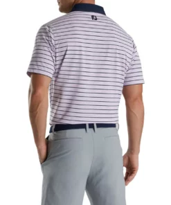Footjoy Polo Lisle Accented Stripe Self Collar -Golf Sales Store footjoy accented stripe lisle self collar polo lavender white navy 02 51152.1673905132