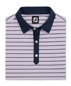 Footjoy Polo Lisle Accented Stripe Self Collar -Golf Sales Store footjoy accented stripe lisle self collar polo lavender white navy 04 36010.1673899377