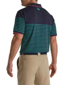 Footjoy Collar Polo Pique Knit Stretch Breton Stripe -Golf Sales Store footjoy breton stripe stretch pique knit collar polo sea green watermelon 02 34941.1673900346