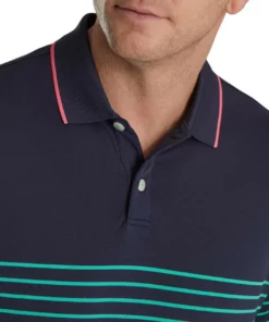 Footjoy Collar Polo Pique Knit Stretch Breton Stripe -Golf Sales Store footjoy breton stripe stretch pique knit collar polo sea green watermelon 03 82363.1673901146