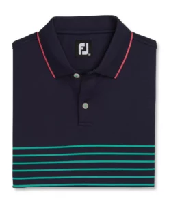 Footjoy Collar Polo Pique Knit Stretch Breton Stripe -Golf Sales Store footjoy breton stripe stretch pique knit collar polo sea green watermelon 04 05730.1673904040