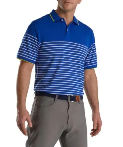 Footjoy Collar Polo Pique Knit Stretch Breton Stripe -Golf Sales Store footjoy breton stripe stretch pique knit collar polo white key lime 01 29630.1673899391