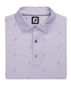 Footjoy Polo Lisle Self Collar Cactus Print -Golf Sales Store footjoy cactus print lisle self collar polo dusty purple 04 81737.1673904885