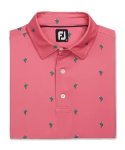 Footjoy Polo Lisle Self Collar Cactus Print -Golf Sales Store footjoy cactus print lisle self collar polo watermelon 04 10748.1673899892