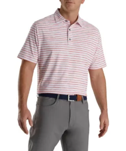 Footjoy Polo Pique Print Stretch Self Collar Chalk Line -Golf Sales Store footjoy chalk line print stretch pique self collar polo white coral 01 79503.1673902288