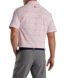 Footjoy Polo Pique Print Stretch Self Collar Chalk Line -Golf Sales Store footjoy chalk line print stretch pique self collar polo white coral 02 09083.1673900577
