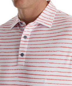 Footjoy Polo Pique Print Stretch Self Collar Chalk Line -Golf Sales Store footjoy chalk line print stretch pique self collar polo white coral 03 47598.1673905136