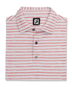 Footjoy Polo Pique Print Stretch Self Collar Chalk Line -Golf Sales Store footjoy chalk line print stretch pique self collar polo white coral 04 71609.1673899455