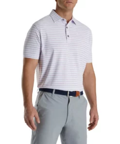 Footjoy Polo Pique Print Stretch Self Collar Chalk Line