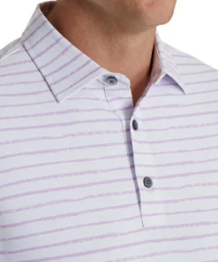 Footjoy Polo Pique Print Stretch Self Collar Chalk Line -Golf Sales Store footjoy chalk line print stretch pique self collar polo white lavender 03 64764.1673902032