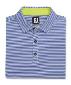 Footjoy Feeder Stripe Mix Self Collar Stretch Polo Pique -Golf Sales Store footjoy feeder stripe mix stretch pique self collar polo ocean white 04 27714.1673906136