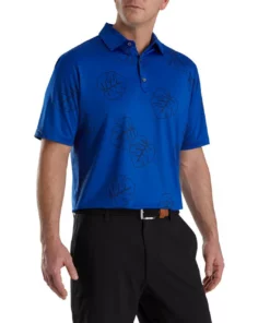 Footjoy Polo Lisle Print Self Collar Jungle Leaf