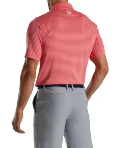Footjoy Lisle Pencil Stripe Classic Polo -Golf Sales Store footjoy lisle classic pencil stripe polo flamingo white 02 34872.1673899446