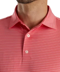 Footjoy Lisle Pencil Stripe Classic Polo -Golf Sales Store footjoy lisle classic pencil stripe polo flamingo white 03 55211.1673906825