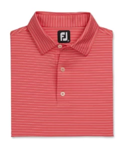 Footjoy Lisle Pencil Stripe Classic Polo -Golf Sales Store footjoy lisle classic pencil stripe polo flamingo white 04 23203.1673900677