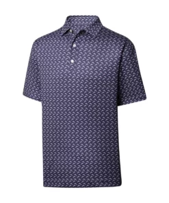 Footjoy Polo Lisle Leaping Dolphin Print Self Collar -Golf Sales Store footjoy lisle leaping dolphins print self collar polo navy lavender 01 81558.1648733386