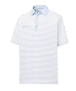 Footjoy Polo Pinstripe Lisle Mixed Self Collar -Golf Sales Store footjoy lisle mixed pinstripe self collar polo white lagoon 01 39911.1632336266