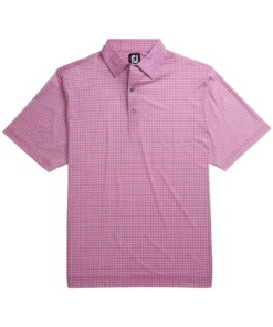 Footjoy Plaid Lisle Print Self Collar Polo -Golf Sales Store footjoy lisle plaid print self collar polo iced berry 01 37085.1632410257