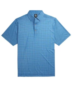 Footjoy Plaid Lisle Print Self Collar Polo -Golf Sales Store footjoy lisle plaid print self collar polo royal 01 51407.1632410257