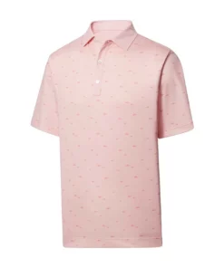 Footjoy Polo Lisle School Of Fish Print Self Collar -Golf Sales Store footjoy lisle school of fish print self collar polo quartz pink 01 17929.1648732955