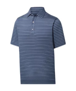Footjoy Polo Lisle Self Collar Triple Pinstripe -Golf Sales Store footjoy lisle triple pinstripe self collar polo ink 01 64946.1676584802