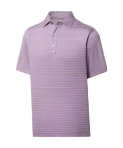 Footjoy Polo Lisle Self Collar Triple Pinstripe -Golf Sales Store footjoy lisle triple pinstripe self collar polo lavender 01 98198.1676594555