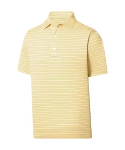Footjoy Polo Lisle Self Collar Triple Pinstripe -Golf Sales Store footjoy lisle triple pinstripe self collar polo lemonade 01 20163.1676594194