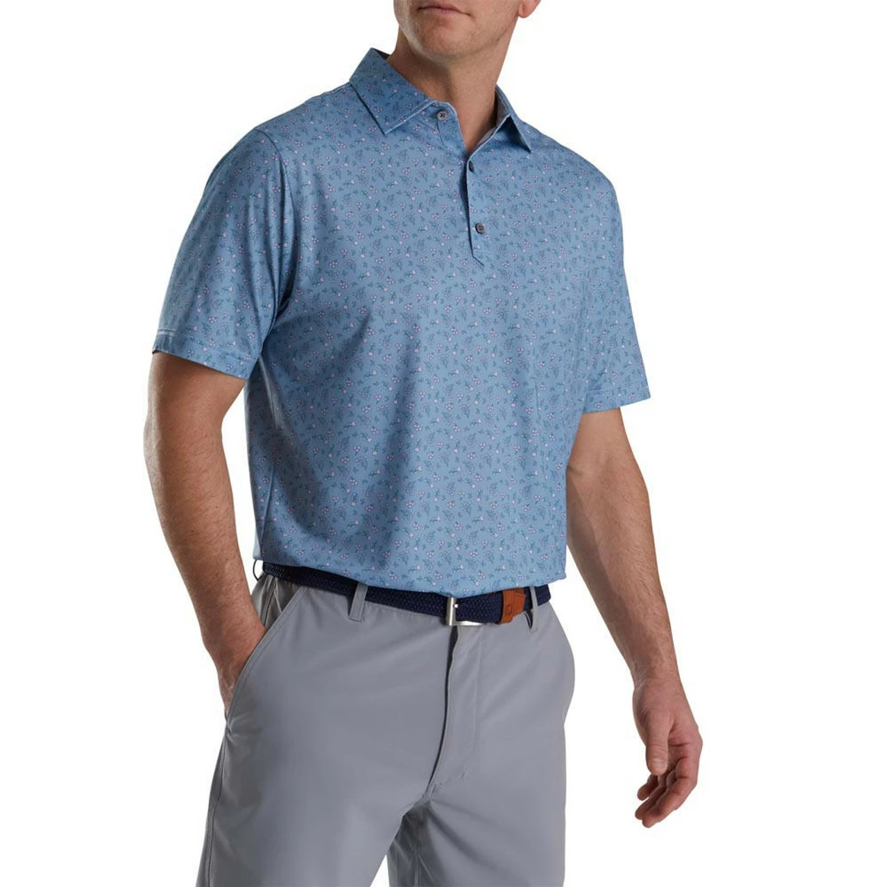 Footjoy Polo Lisle Mini Print Floral Self Collar 3 Footjoy Polo Lisle Mini Print Floral Self Collar