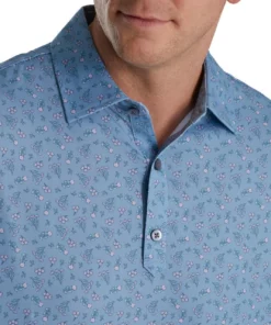 Footjoy Polo Lisle Mini Print Floral Self Collar 12 Footjoy Polo Lisle Mini Print Floral Self Collar -Golf Sales Store footjoy mini floral print lisle self collar polo denim dusty purple azure 03 84514.1673904264