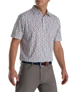 Footjoy Polo Lisle Mini Print Floral Self Collar 14 Footjoy Polo Lisle Mini Print Floral Self Collar -Golf Sales Store footjoy mini floral print lisle self collar polo white watermelon sea green 01 88075.1673906858